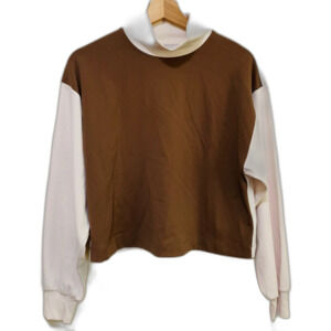 Athleta Venice Color Block Brown White Sweatshirt size small